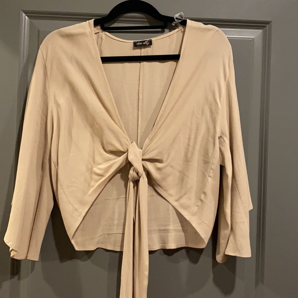 Beige  Tie up Top - Picture 2 of 3